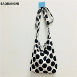 Summer Wave Point Canvas Handbag Women's Crossbody Bag
