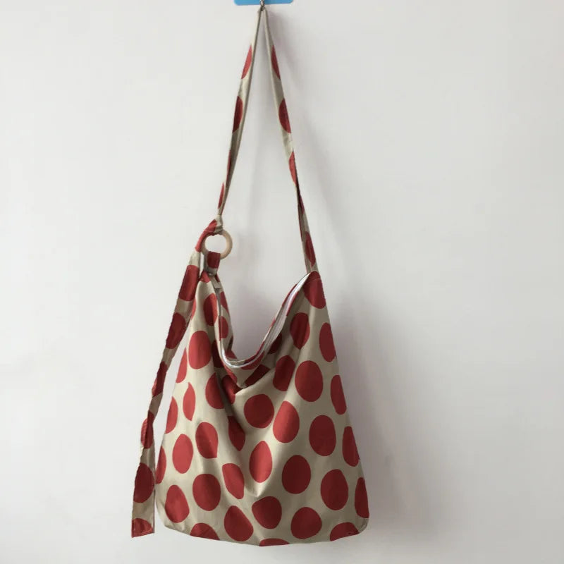 Summer Wave Point Canvas Handbag Women's Crossbody Bag