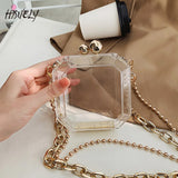 Summer Clear Acrylic Box Mini Women Transparent Bag Thick Chain Shoulder Crossbo