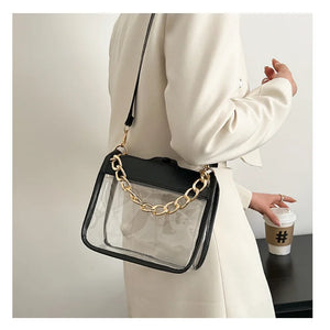 Summer Clear Composite Handbag Women Transparent Beach Jelly Totes