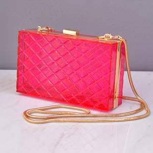 Grid Pattern Transparent Acrylic Clutch Purse for Women