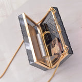 Grid Pattern Transparent Acrylic Clutch Purse for Women