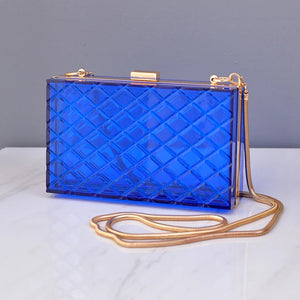 Grid Pattern Transparent Acrylic Clutch Purse for Women