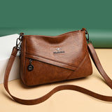 Summer Women Solid PU Leather Crossbody Bag Large Capacity Shoulder Bag