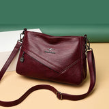 Summer Women Solid PU Leather Crossbody Bag Large Capacity Shoulder Bag