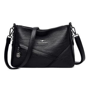 Summer Women Solid PU Leather Crossbody Bag Large Capacity Shoulder Bag