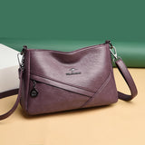 Summer Women Solid PU Leather Crossbody Bag Large Capacity Shoulder Bag