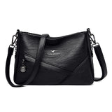 Summer Women Solid PU Leather Crossbody Bag Large Capacity Shoulder Bag