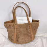 Summer Female Straw Shoulder Handbag Tote for Women Hollow Beach Travel Bag