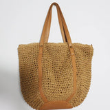 Summer Female Straw Shoulder Handbag Tote for Women Hollow Beach Travel Bag