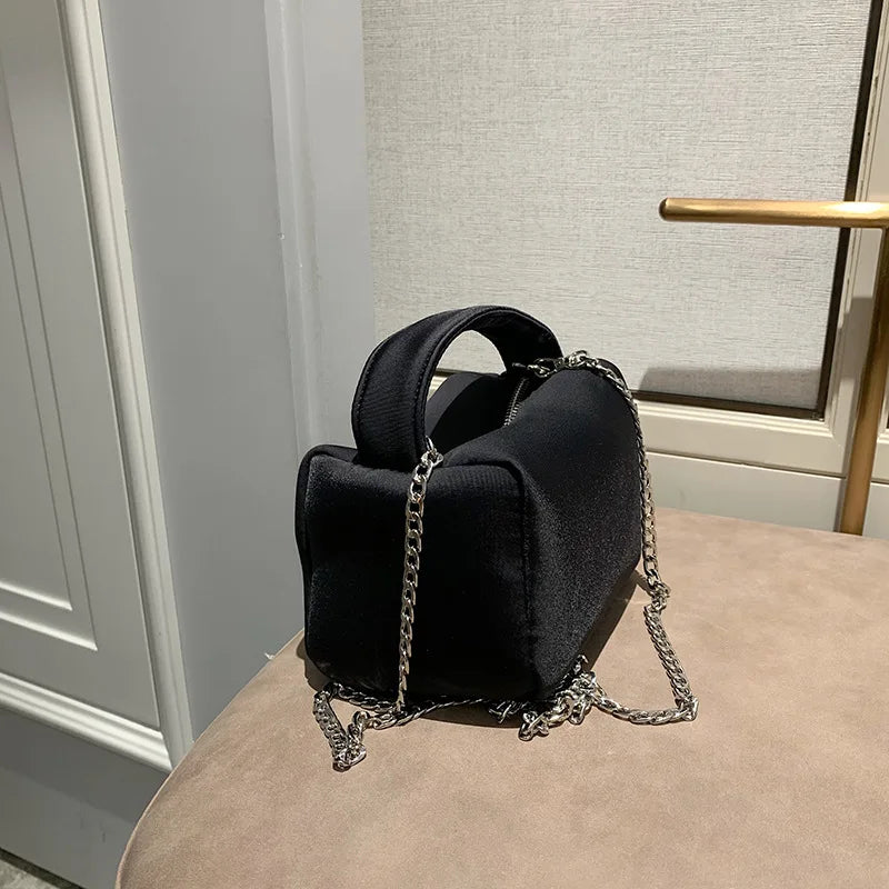Summer Neoprene Chain Shoulder Bag Soft Casual Girly Zipper Bag Y2K
