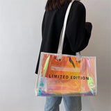 Summer PVC Clear Ladies Tote Bag Laser Colourful Women's Shopper Bag