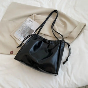 Summer Pleated Shoulder Bags Women String PU Leather Soft