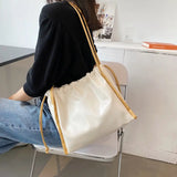 Summer Pleated Shoulder Bags Women String PU Leather Soft