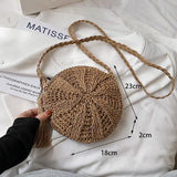 Women's Straw Weaving Shoulder Bag Tassel Beach Crossbody Purse