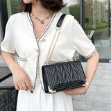 Summer Solid Women Handbag Soft Leather Small Shoulder Bag Chain Crossbody