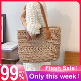Summer Straw Woven Shoulder Bag Large Capacity Beach Handbag