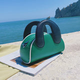 Green PU Leather Shoulder Bag Large Capacity Female Purse Handbag