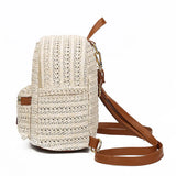 Women's Straw Backpack Small Beach Bag Travel Bags Beige