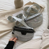 Summer Female Belt Bag Leather Fanny pack Phone Pack Bright diamonds Lady Waist