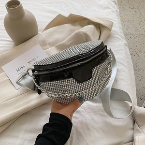 Summer Female Belt Bag Leather Fanny pack Phone Pack Bright diamonds Lady Waist