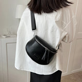 Summer Leather Belt Bag Semicircle Crossbody Chest Purse
