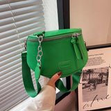 Summer Leather Belt Bag Semicircle Crossbody Chest Purse