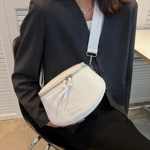 Summer Leather Belt Bag Semicircle Crossbody Chest Purse