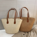 Summer Large Capacity Woven Beach Bag Casual Portable for Vacation