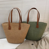 Summer Large Capacity Woven Beach Bag Casual Portable for Vacation