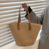 Summer Large Capacity Woven Beach Bag Casual Portable for Vacation