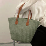 Summer Large Capacity Woven Beach Bag Casual Portable for Vacation