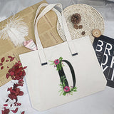 Summer Floral Initial Flower Letter Bolsa Feminina Shoulder Canvas Bag