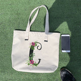 Summer Floral Initial Flower Letter Bolsa Feminina Shoulder Canvas Bag