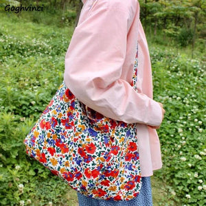 Summer Floral Shoulder Bags Women Vintage Thin Cross-body Shopping Daily