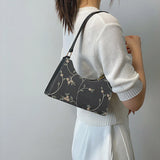 Summer Floral Stitching Shoulder Bag Soft PU Leather Underarm Bags Beach Handbag