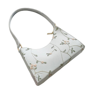 Summer Floral Stitching Shoulder Bag Soft PU Leather Underarm Bags Beach Handbag