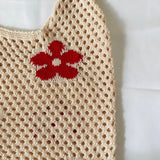 Summer Flower Handbag Knitted Shoulder Bag Large Tote