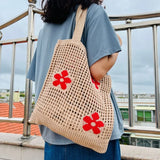 Summer Flower Knitted Shoulder Bag Large Capacity Shopping Tote
