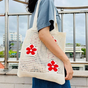 Summer Flower Knitted Shoulder Bag Large Capacity Shopping Tote