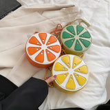 Summer Fruit Orange Crossbody Bag Round Leather Small Chain Shoulder Purse
