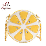 Summer Fruit Orange Crossbody Bag Round Leather Small Chain Shoulder Purse