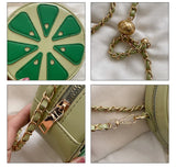 Summer Fruit Orange Crossbody Bag Round Leather Small Chain Shoulder Purse