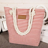 Summer Canvas Shoulder Bag Striped Tote Women Ladies Handbag