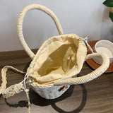 Summer Hand-Woven Handbag Casual Flower Portable Basket Shape