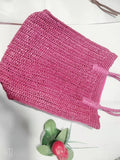 Hot Pink Straw Tote Bag for Women Large Capacity