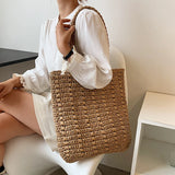 Bohemian Straw Beach Totes Handbag Lady Travel Shopper Weaving Bags