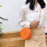 Vintage Vacation Women Woven Solid Shoulder Crossbody Bag Round Small Handbags