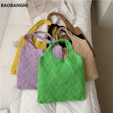 Summer Knitting Tote Bag Large Capacity Shoulder Bag Casual Retro Woman Bolsas