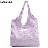 Summer Knitting Tote Bag Large Capacity Shoulder Bag Casual Retro Woman Bolsas
